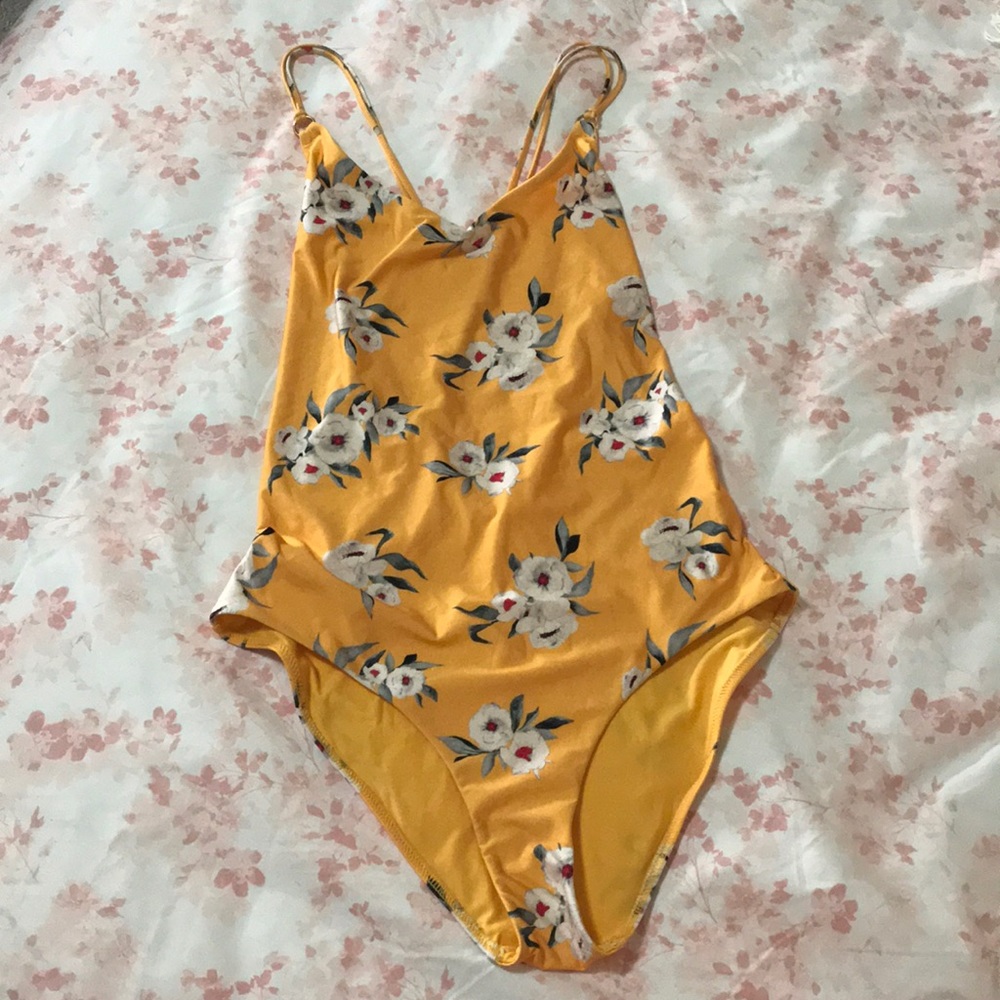 Topshop golden one piece with floral print